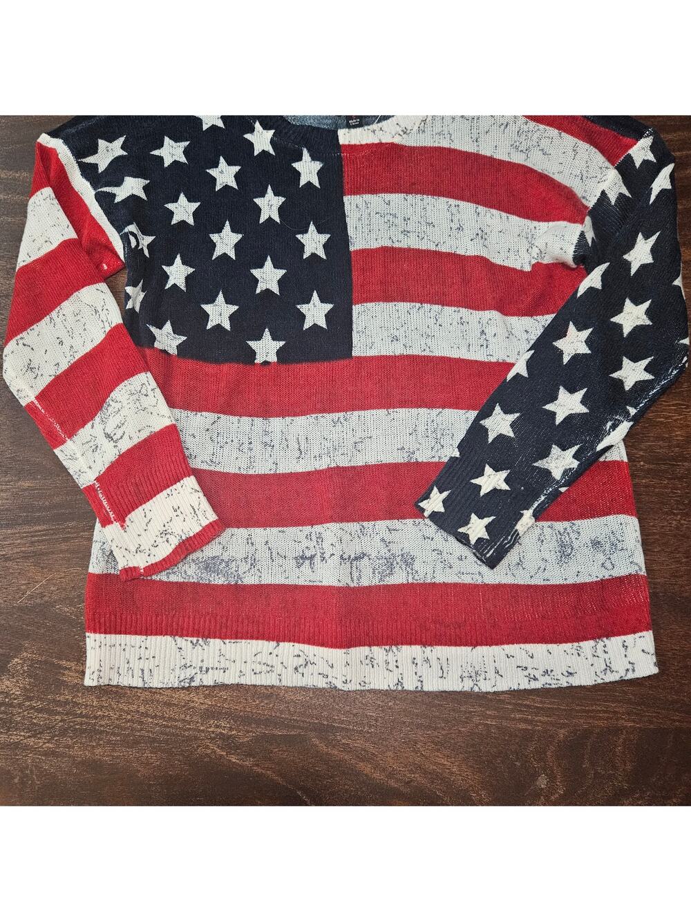 Rock & Republic American Flag Distressed Knit Sweater - S